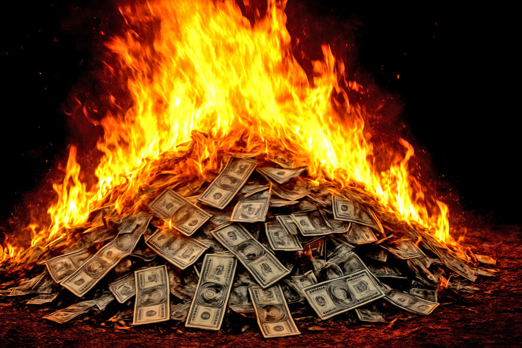 money-bonfire